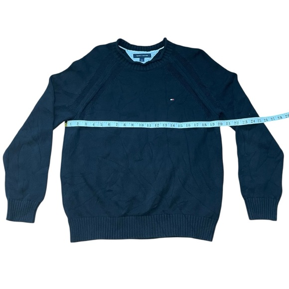 Black Tommy Hilfiger Cable Knitted Crew Neck Sweater (M) - Picture 3 of 6
